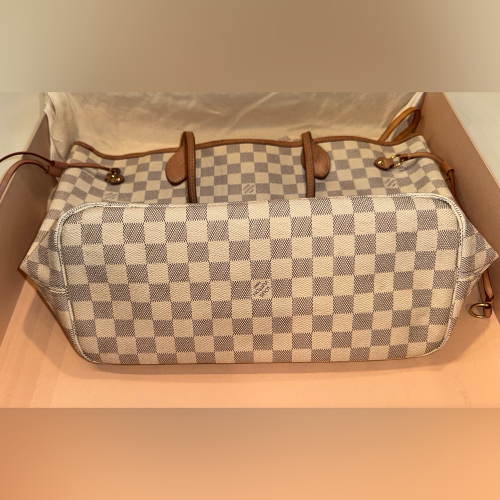 Louis Vuitton Neverfull MM Damier Azur Rose Ballerine Lining+Pouch Box/Dust Bag - Picture 10 of 11